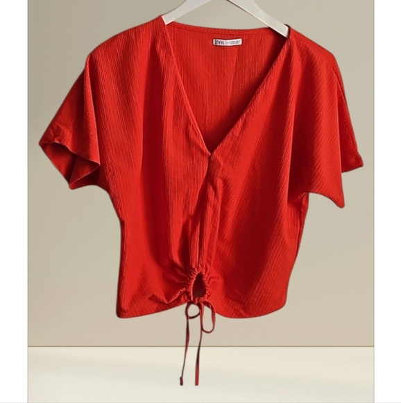 Zara red orange top blouse size M - Picture 1 of 7